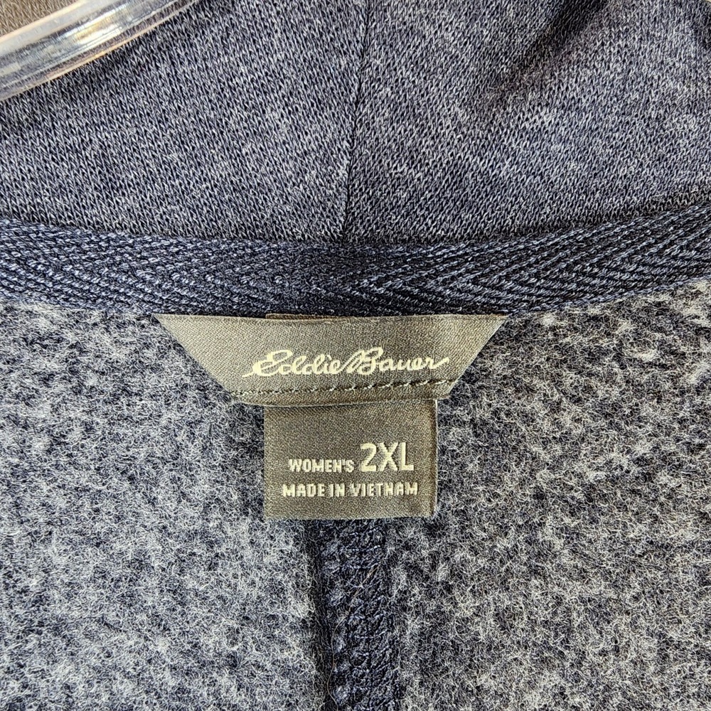 Eddie Bauer Camp Fleece Wrap Cardigan Womens 2XL Blue Open Front Sweatshirt Soft - Picture 11 of 12